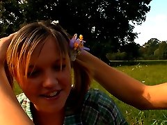 Under the warm sun, this teen cutie gets her tender pussy fucked from behind. He pushes his cock...