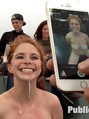 Slutty redhead art student Penny Pax gets publicly fucked and humiliated in front of shocked art students. Bill Bailey punishes this anal whore with corporal, rope bondage, and fucks her in every hole. He then makes this slut suck stranger cock and get covered in cum. Finally everyone laughs and humiliates Penny while being fucked in suspension. Pencil me in for next week red!