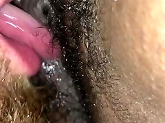 Big black pussy lips licking verry hairy WET