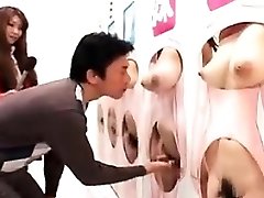 2 wild Asian ladies take turns on a hard dick and share a
