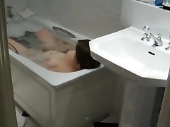 Voyeur of mature wifey in bath