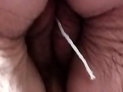 wife's pussy close up with tampon rope