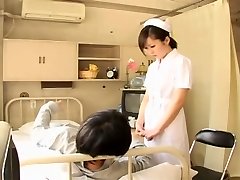 Innocent looking Japanese naughty nurse boned rigid