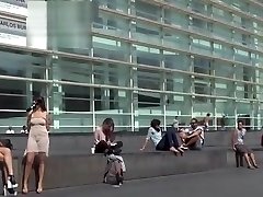 Slave walked in public as ashtray Slave walked in public as ashtray