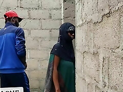 Big-titted Nigerian slut fucking in an uncompleted palace.