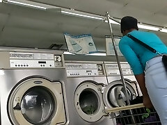 Laundromat Creep Shots Two sluts with round asses and no bra