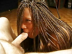 Hot ebony sucks big dick
