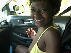 Noemie Bilas having joy while teasing her beau in the car