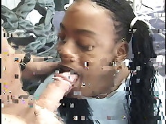 Black schoolgirl loves to suck white dick