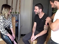 French Young Slut In Ebony Stockings Has Slut Threesome Dp