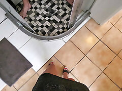 Gf teases me to cum on her feet in the shower Gf teases me to cum on her feet in the shower