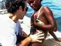 Black Bikini Babe Public Interracial Screwing On A Boat And B