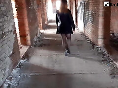 Fucked her BF in an deserted building (Pegging)