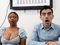 Interracial porking in the office with naughty Avery and Zoe