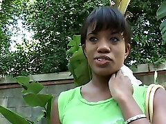 Fantastic black whore deepthroats manmeat and enjoys it in her shaved tight cunt