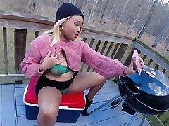 Ebony Amateur Fucked Rock-hard Outside On Balcony - Lustery