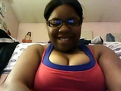 Huge black hottie with big tits and chunky butt on webcam