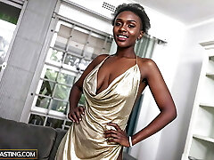 Amateur dark-hued model gets the job done right at the casting POV Amateur dark-hued model gets the job done right at the casting POV