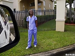 Interracial fucking in the camper with cute ebony nurse Lexxi Deep Interracial fucking in the camper with cute ebony nurse Lexxi Deep