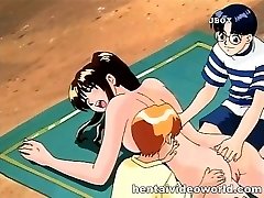 Hot anime chick gets greased up