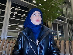 Iranian damsel Nadja is wearing a hijab and gets anally banged in the toilet and in a hallway to pay for the plane!!!
