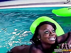 Cheeky ebony slut ready for interracial orgy in sex resort