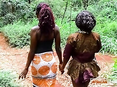 Ebony Dark-hued Lesbians Pick Up Sweet Fruits And Make Love