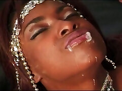 Passionate dark-hued female is getting fucked by a horny enthusiastic man