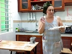 Ravioli Time! Bare Cooking. Regina Noir, a nudist cook at nudist motel resort. Nude maid. Naked hou