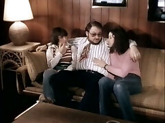 Sizzling hot exotic young brunettes suck boner of a chubby man