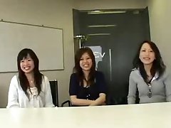 3 Japanese women watch guy masturbate