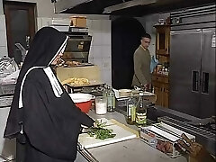 German nun booty-fucked in kitchen