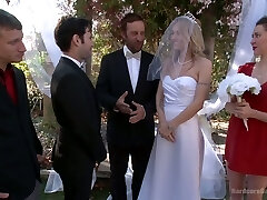 Blind folded bride Natasha Starr is fucked by groom and several boys