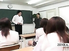 Subtitled CFNM Japanese classroom getting off show