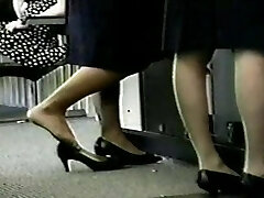 Pantyhose. Feet that hurt in shoes slide out of them in frantic moments