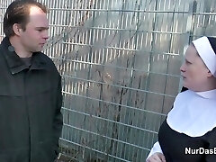 German Young Boy seduce Grannie Nun to Fuck Him