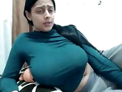 Bengali white dame exposing her huge melons in cam