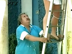 Lucky men enjoy the upskirt view of the fascinating MILF