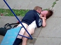 Drunk couple screw on the playground Drunk couple screw on the playground