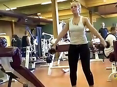 Spandex pants workout with a warm blonde Spandex pants workout with a warm blonde