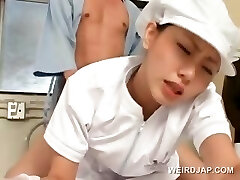 Cute japanese nurse pussy fucked deep by her patient