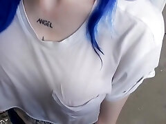 Emo Girlfriend Honey Blue Gives Muddy Head In Abandoned Hall Emo Girlfriend Honey Blue Gives Muddy Head In Abandoned Hall