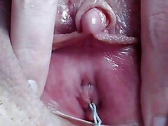 Extreme macro shot masturbation with huge clitoris wet orgasm
