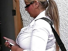 Big tits woman at work spreads legs for him Big tits woman at work spreads legs for him