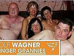 YUCK! Ugly old swingers! Grannies &amp_ grandpas have themselves a crazy fuck festival! WolfWagner.com