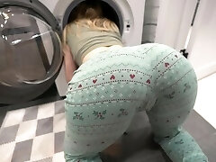 step bro romped step sister while she is inside of washing machine - internal cumshot