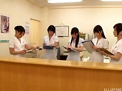 Nasty hospital staff attacks a patient with a stiff boner