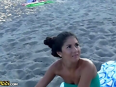 Agnessa in nude beach porn vid with beautiful cutie nessa