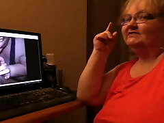 She is looking at her gargling