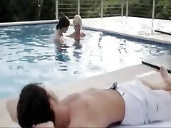 adorable threeway by the pool